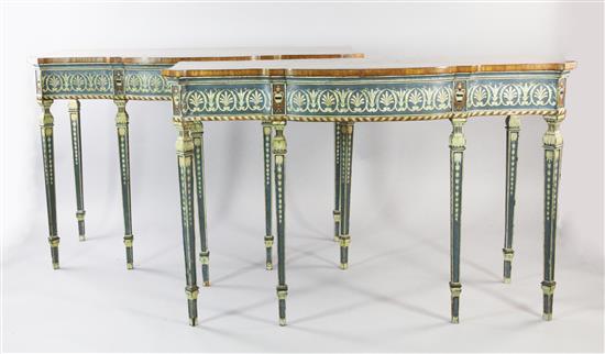 A pair of Neo-Classical style breakfront side tables, W.4ft 7in.